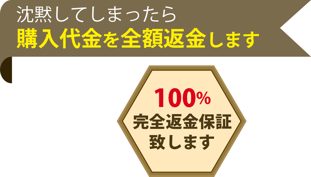 沈黙してしまったら購入代金を全額返金します。100％完全返金保障致します。